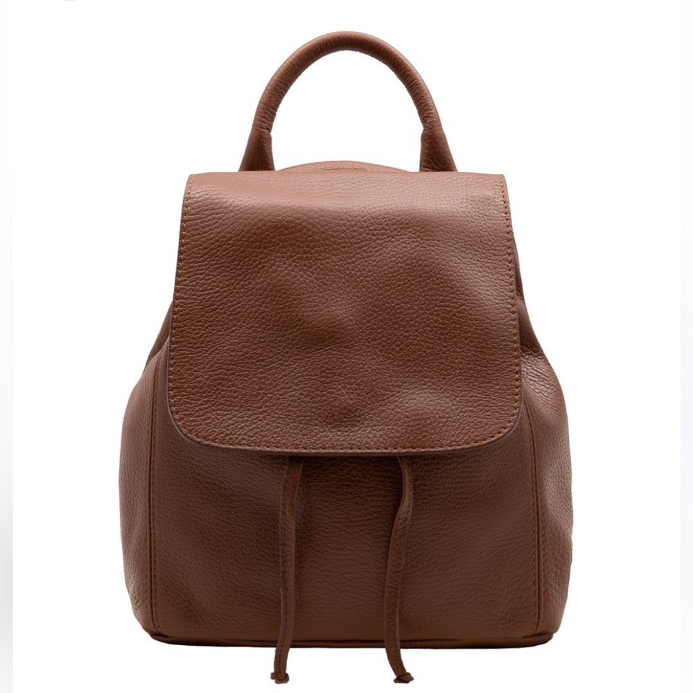 Vera Pelle Italian Leather Brown Convertible Backpack Shoulder Bag NWOT